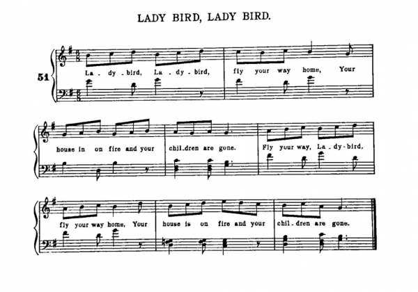 Lady Bird nursery rhyme sheet music