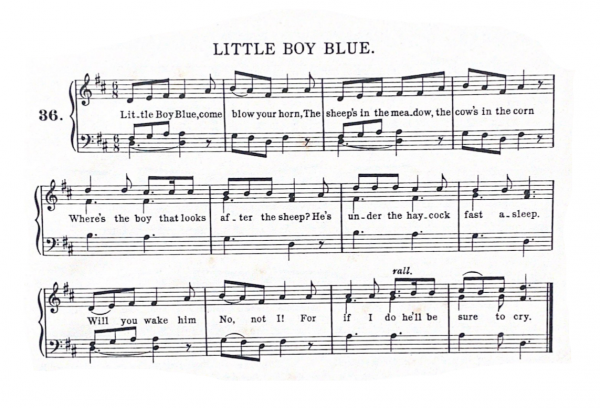 Little Boy Blue nursery rhyme sheet music