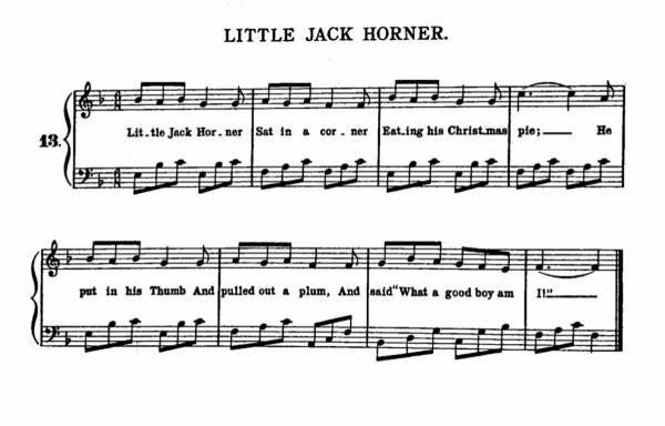 Little Jack Horner nursery rhyme sheet music