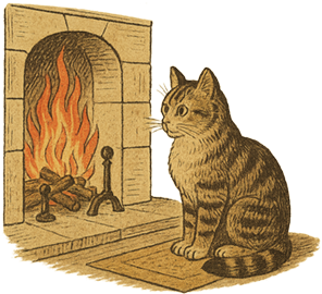 Cat by the fire
